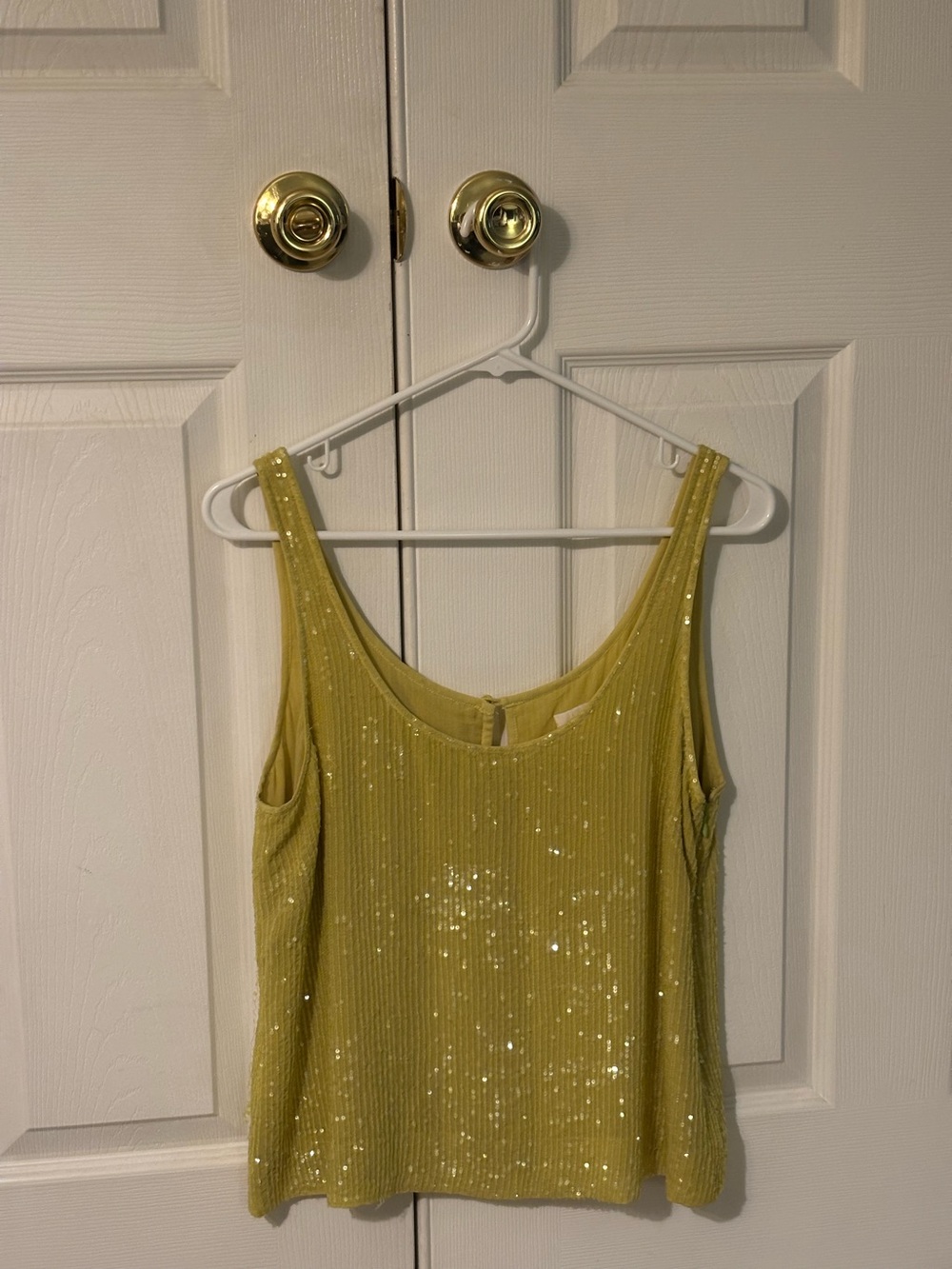 J. Crew Collection  Olive-Yellow Sequin and Tulle Top